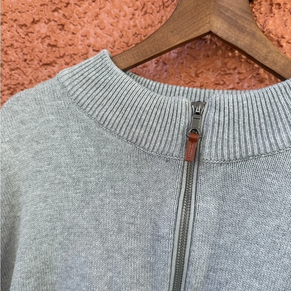 Men’s Sweater Gray 1/4 Zip Cotton Nylon Knit Pullover Casual Preppy Size 2XL